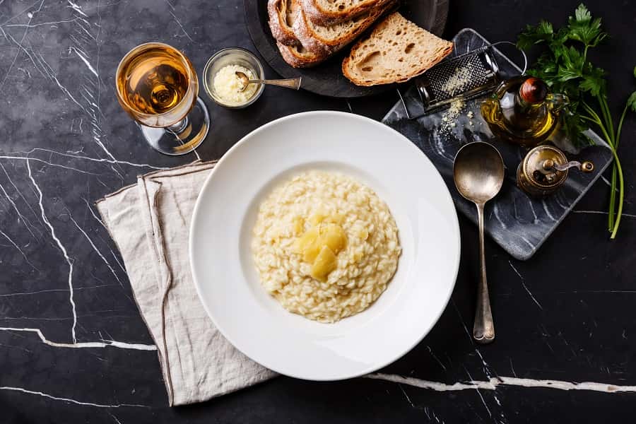 Risoto de palmito e queijo brie Risoto de palmito e queijo brie