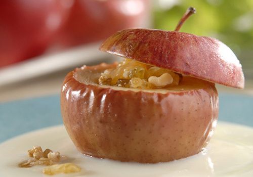 Maçã assada com creme inglês diet Maçã assada com creme inglês diet